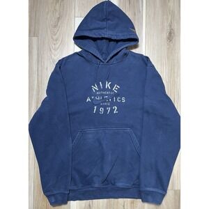 Blue Nike Hoodie Center Swoosh Spell Out Y2K - Vintage Size XL